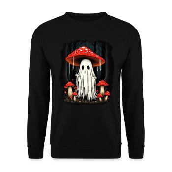 Cottagecore Aesthetic Ghost Mushroom - Unisex Sweatshirt - black - Front - Alina (178cm) & Michal (187cm)