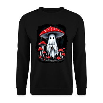 Cottagecore Aesthetic Ghost Mushroom - Unisex Sweatshirt - black - Front - Alina (178cm) & Michal (187cm)
