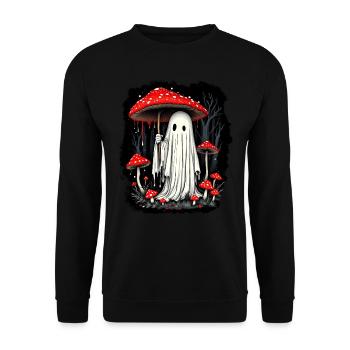Cottagecore Aesthetic Ghost Mushroom - Unisex Sweatshirt - black - Front - Alina (178cm) & Michal (187cm)