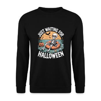 Juste en attendant le squelette d’Halloween - Sweat-shirt Unisexe - noir - Devant - Alina (178cm) & Michal (187cm)