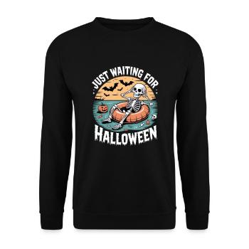 Juste en attendant le squelette d’Halloween - Sweat-shirt Unisexe - noir - Devant - Alina (178cm) & Michal (187cm)