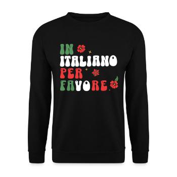 In Italiano Per Favore - drôle de langue italienne - Sweat-shirt Unisexe - noir - Devant - Alina (178cm) & Michal (187cm)