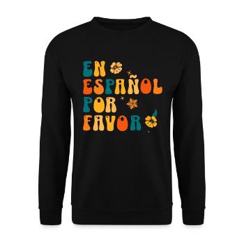 En Español Por Favor – Funny Spanish Teacher - Unisex Sweatshirt - black - Front - Alina (178cm) & Michal (187cm)