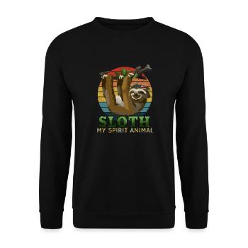 Sloth Vibes – Mon Animal Rétro Drôle Paresseux - Sweat-shirt Unisexe - noir - Devant - Alina (178cm) & Michal (187cm)