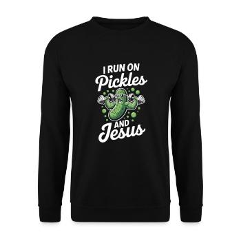 Cucumber Jesus Faith Christian - Unisex Sweatshirt - black - Front - Alina (178cm) & Michal (187cm)