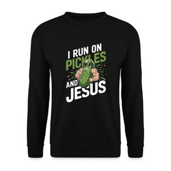 Cucumber Jesus Faith Christian - Unisex Sweatshirt - black - Front - Alina (178cm) & Michal (187cm)
