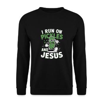 Cucumber Jesus Faith Christian - Unisex Sweatshirt - black - Front - Alina (178cm) & Michal (187cm)