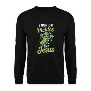 Cucumber Jesus Faith Christian - Unisex Sweatshirt - black - Front - Alina (178cm) & Michal (187cm)