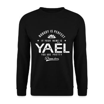 Yael personalisiertes Geschenk Vorname Mädchen garcon yael - Unisex Pullover - Schwarz - Vorne - Alina (178cm) & Michal (187cm)