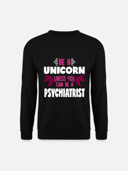 Pferd mit Horn oder Psychiater - Unisex Pullover - Schwarz