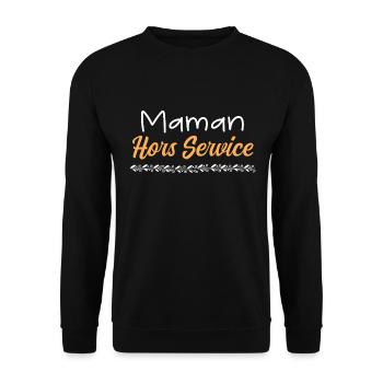 maman hors service - Sweat-shirt Unisexe - noir - Devant - Alina (178cm) & Michal (187cm)