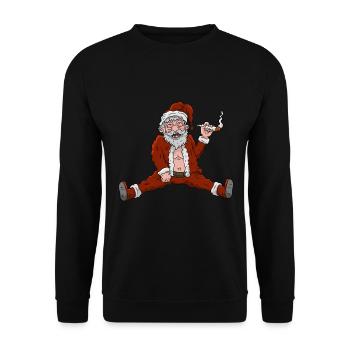 High Santa Claus Cannabis Christmas - Unisex Sweatshirt - black - Front - Alina (178cm) & Michal (187cm)