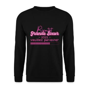 Bientôt Grande Soeur en 2023 - Sweat-shirt Unisexe - noir - Devant - Alina (178cm) & Michal (187cm)