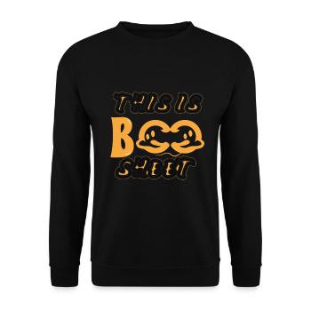 This Is Boo Sheet Ghost Retro Halloween Kostüm - Unisex Pullover - Schwarz - Vorne - Alina (178cm) & Michal (187cm)