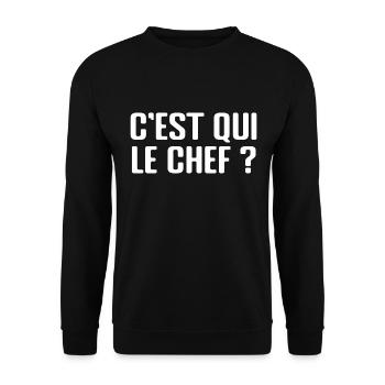 C'est qui le chef ? - Humour - Drôle - Blague - Sweat-shirt Unisexe - noir - Devant - Alina (178cm) & Michal (187cm)