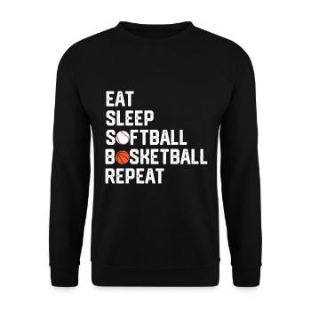 Eat Sleep Softball Basketball Repeat Funny Ball - Unisex Pullover - Schwarz - Vorne - Alina (178cm) & Michal (187cm)