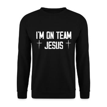 I'm On Team Jesus - Unisex Sweatshirt - black - Front - Alina (178cm) & Michal (187cm)