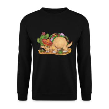 TacoSaurus Dinosaurier als Taco mit Hut und Bart - Unisex Pullover - Schwarz - Vorne - Alina (178cm) & Michal (187cm)