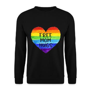 Kostenlose Mama-Umarmungen Shirt Kostenlose Mama-Umarmungen Stolz LGBTQIA - Unisex Pullover - Schwarz - Vorne - Alina (178cm) & Michal (187cm)