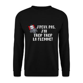 j peux pas j ai la flemme - Sweat-shirt Unisexe - noir - Devant - Alina (178cm) & Michal (187cm)
