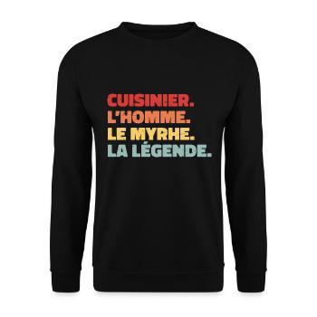 Cuisinier, l'homme, le mythe, la légende, humour - Sweat-shirt Unisexe - noir - Devant - Alina (178cm) & Michal (187cm)
