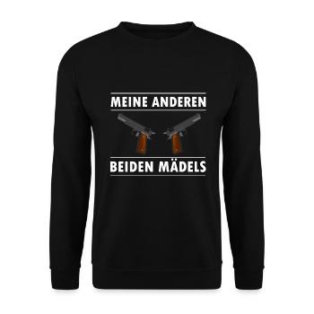 Pistole Mädels - Unisex Pullover - Schwarz - Vorne - Alina (178cm) & Michal (187cm)