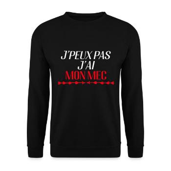 Je Peux Pas J'ai Mon Mec Cadeau D'amour - Sweat-shirt Unisexe - noir - Devant - Alina (178cm) & Michal (187cm)