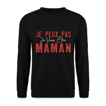 Ich kann nicht, ich werde Mutter| Werdende Mutter - Unisex Pullover - Schwarz - Vorne - Alina (178cm) & Michal (187cm)