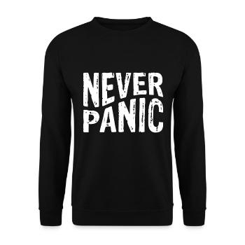 Never Panic - Unisex Sweatshirt - black - Front - Alina (178cm) & Michal (187cm)