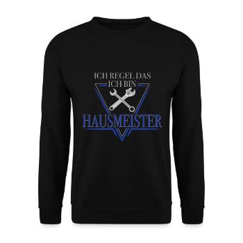 lustiger Spruch mit Hausmeister Facility Manager - Unisex Pullover - Schwarz - Vorne - Alina (178cm) & Michal (187cm)