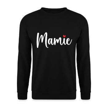Mamie d'Amour | fête des mères - Sweat-shirt Unisexe - noir - Devant - Alina (178cm) & Michal (187cm)