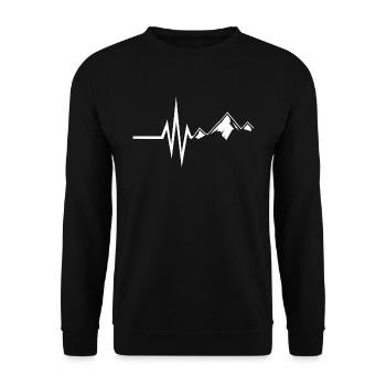 Mein Herz schlägt für Wandern Berge Natur Wald - Unisex Pullover - Schwarz - Vorne - Alina (178cm) & Michal (187cm)