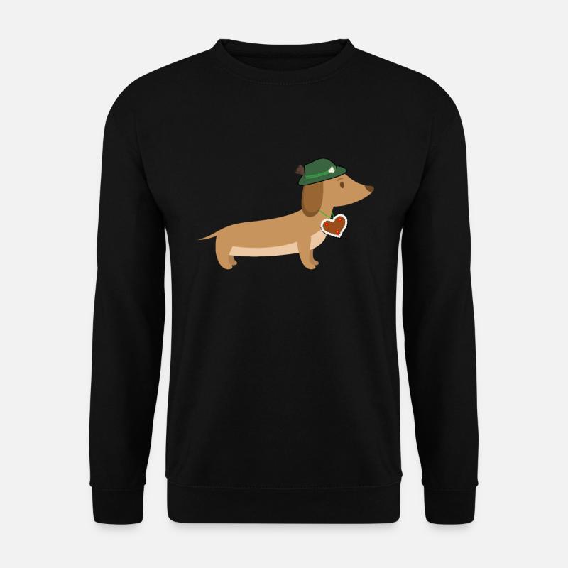Bayrischer Dackel mit Hut und Lebkuchenherz - Unisex Pullover - Schwarz