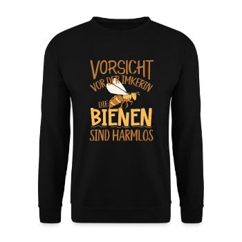 Imker Imkerin Honig - Unisex Pullover - Schwarz - Vorne - Alina (178cm) & Michal (187cm)