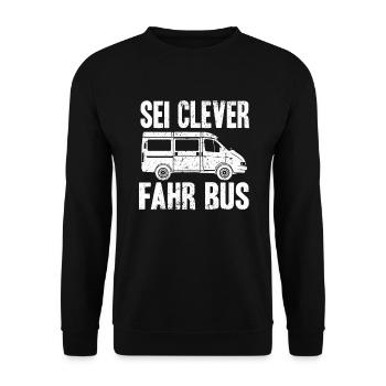 Bus Busfahren Busfahrer Fahrer - Unisex Pullover - Schwarz - Vorne - Alina (178cm) & Michal (187cm)