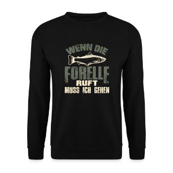 Angeln Angler Fischen Fischer Fisch Angelrute - Unisex Pullover - Schwarz - Vorne - Alina (178cm) & Michal (187cm)