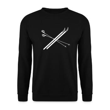 Schnee Herbst Kalt Winter Skifahren Wetter - Unisex Pullover - Schwarz - Vorne - Alina (178cm) & Michal (187cm)