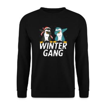 Winter Kalt Schnee Wetter - Unisex Pullover - Schwarz - Vorne - Alina (178cm) & Michal (187cm)