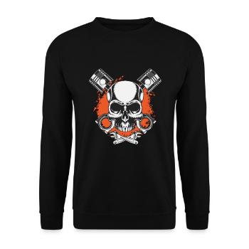 Mechaniker KFZ Auto Werkstatt Garage - Unisex Pullover - Schwarz - Vorne - Alina (178cm) & Michal (187cm)