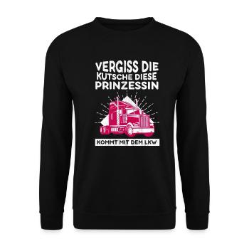 Fahrer Lastwagen Fahrerin LKW Truck Trucker - Unisex Pullover - Schwarz - Vorne - Alina (178cm) & Michal (187cm)