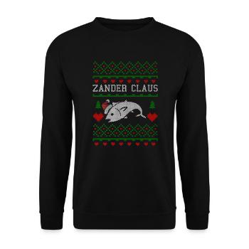 Angeln Angler Weihnachten Fischen Fischer Fisch - Unisex Pullover - Schwarz - Vorne - Alina (178cm) & Michal (187cm)