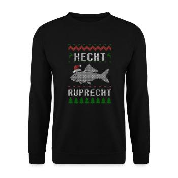Angeln Weihnachten Angler Fischer - Unisex Pullover - Schwarz - Vorne - Alina (178cm) & Michal (187cm)