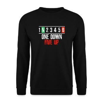 Motorrad Motorradfahren Countdown - Unisex Pullover - Schwarz - Vorne - Alina (178cm) & Michal (187cm)