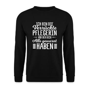 Pfleger Pflegerin Kollege Verrückte Kolleginnen - Unisex Pullover - Schwarz - Vorne - Alina (178cm) & Michal (187cm)