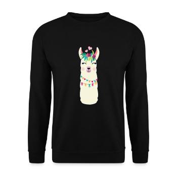 lama - Unisex Sweatshirt - black - Front - Alina (178cm) & Michal (187cm)