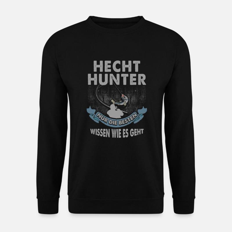 Angeln Angler Hecht Geschenk - Unisex Pullover - Schwarz