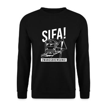 Lokführer Sifa Zugfahrer Lokomotifführer Geschenk - Unisex Pullover - Schwarz - Vorne - Alina (178cm) & Michal (187cm)