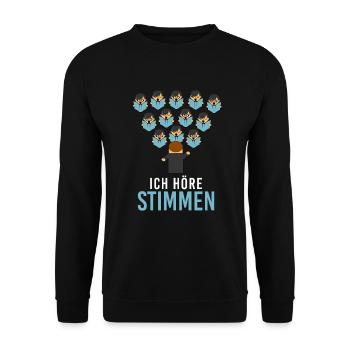 Ich Höre Stimmen Chor Chorleiter Dirigent Sänger - Unisex Pullover - Schwarz - Vorne - Alina (178cm) & Michal (187cm)
