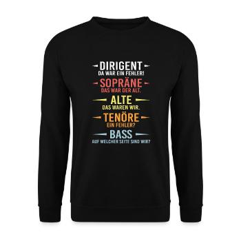 Chor Kirche Chorsänger Chorsängerin Chorprobe - Unisex Pullover - Schwarz - Vorne - Alina (178cm) & Michal (187cm)