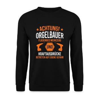 Achtung Orgelbauer Kirche Orgel Pfeifenorgel - Unisex Pullover - Schwarz - Vorne - Alina (178cm) & Michal (187cm)